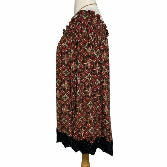 Rafaella XL black boho lace trim smock top Peasant Hippie Casual Festival - Picture 5 of 6